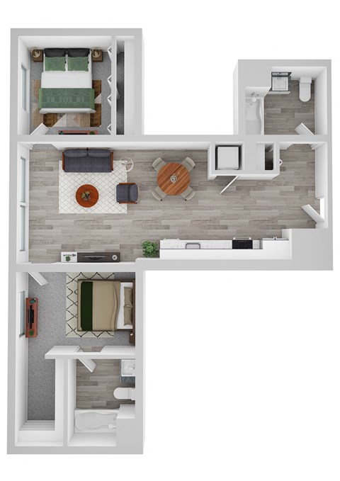 2 Bed H Floor Plan  at Noca Blu, Chicago, Illinois
